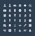 Vector solid icons set with medical, medicine and healthcare flat symbols. Royalty Free Stock Photo