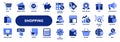 Vector solid icons of shopping and retail