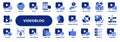 Vector solid icons of video blogging