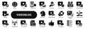 Vector solid icons of video blogging