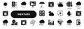 Vector solid icons of weather forecast and climate