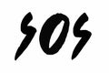 Vector SOS lettering text concept on white background. Save our souls. SOS distress signal. Hand writing brush