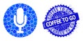 Vector Sound Collage of Dots and Grunge Coffee to Go Badge