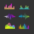 Vector Sound Waves Equalizer Set. Royalty Free Stock Photo