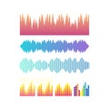 Vector sound waves set. Music colorful elements for your design on black background. Vector illustration. Royalty Free Stock Photo