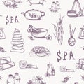 Vector Spa background template isolated. doodle spa elements, seamless pattern, vector illustration. Massage and spa concept,