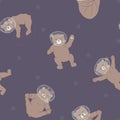 Vector Space Bears Galaxy seamless pattern background.