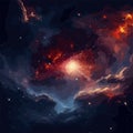 Vector space illustration. Nebula and galaxies in space. Colorful space background with stars.