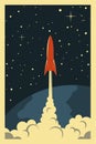 Vector Space Poster. Stylized under the Old Soviet Space Propaganda