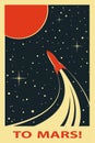 Vector Space Poster. Stylized under the Old Soviet Space Propaganda Royalty Free Stock Photo