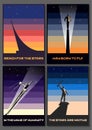 Original Set of Space Propaganda Posters Royalty Free Stock Photo