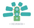 Vector space station illustration for children.