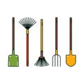 Vector spade, broom, prong, shovel.