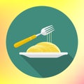 Vector spaghetti fork flat icon