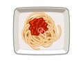 Vector Spaghetti Tomato Sauce in Plate on White Background Royalty Free Stock Photo