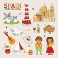 Vector Spain Doodle Art for Travel and Tourism