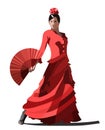 Vector spanish girl dances a flamenco