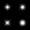Vector sparkle lights Stars set. Glowing light effect star bursts