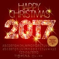 Vector sparkling Happy Christmas 2017 greeting card