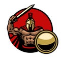 Spartan Warrior in Muscle Bodybuilder body Royalty Free Stock Photo