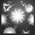 Vector special effects Collection. Set of various light effects and symbols, vector illustration. Firework light effects Royalty Free Stock Photo
