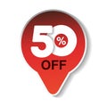 Vector special sale offer. Red tag 50 % off.