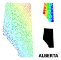 Mesh Polygonal Map of Alberta Province with Red Stars