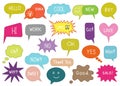 Vector speech bubble colorful set, clouds, balloons, hand-drawn