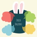 Vector speech bubble, magic hat and bunny ears Royalty Free Stock Photo