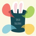 Vector speech bubble, magic hat and bunny ears Royalty Free Stock Photo