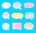 Vector speech bubble set. Vector watercolor illustration. Collection of talk and think comics bubbles Royalty Free Stock Photo