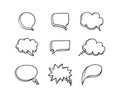 Vector Speech Bubbles Set, Black Lines Isolated on White Background, Handdrawn Blank Frames Collection, 3D Speech Royalty Free Stock Photo