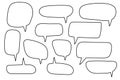 Vector speech bubbles set. Hand drawn speech bubbles set, doodle style, Blank empty vector speech bubbles. Cartoon outline balloon Royalty Free Stock Photo