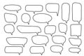 Vector speech bubbles set. Hand drawn speech bubbles set, doodle style, Blank empty vector speech bubbles. Cartoon outline balloon Royalty Free Stock Photo