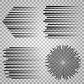 Vector speed lines. Sketch force and motion fast on transparent background