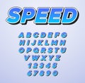 Vector Speed Racing Sport Italic Font with Letters and Numbers Royalty Free Stock Photo