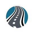 Vector speedway logo combination. Highway and curved road symbol. Royalty Free Stock Photo