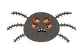 Vector spider with four orange eyes. Halloween character icon. Cute autumn all saints eve illustration with scary black insect.