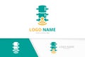 Vector spine and wifi logo combination. Unique spinal diagnostic center logotype design template.