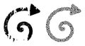 Spiral Arrow Icon Recursion Collage and Grunge Textured Icon