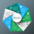 Vector spiral heptagon for infographic. Royalty Free Stock Photo