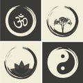 Vector Spiritual Logos Set Illustration with Hindu Word Om