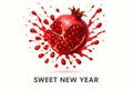 Vector splash design of pomegranate fruit symbolizing abundance and sweetness for New Year, bold dynamic composition with red Royalty Free Stock Photo
