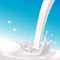 Vector splash with pouring milk - illustration