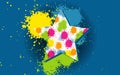 Vector Splatter colorful star symbol icon, textured, hand painted brush strokes, spectrum, dab, daub, artistic grunge banner