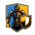 Sport Logo Style of Armored Knight with Shield