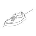 Vector Sport shoe in continuous one line art drawing sneakers minimalist sketch isolated on white background