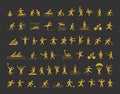 Vector sports icons set. Gold shapes athletes. Royalty Free Stock Photo