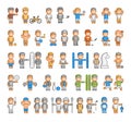 Vector sports set of pixel people