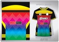 Vector sports shirt background image.Rainbow straight wavy pattern design, illustration, textile background for sports t-shirt,